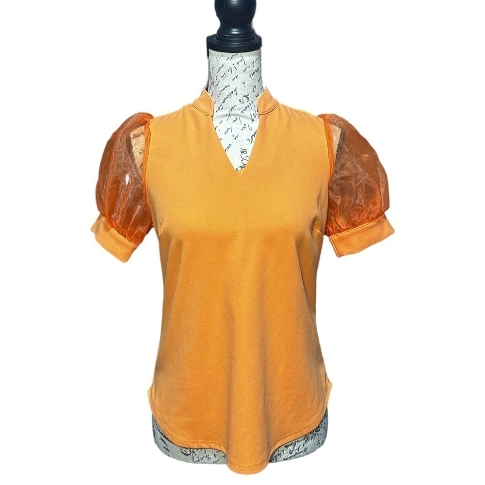 New York & Company 7th Avenue Design Studio Orange Blouse Size XS NWT